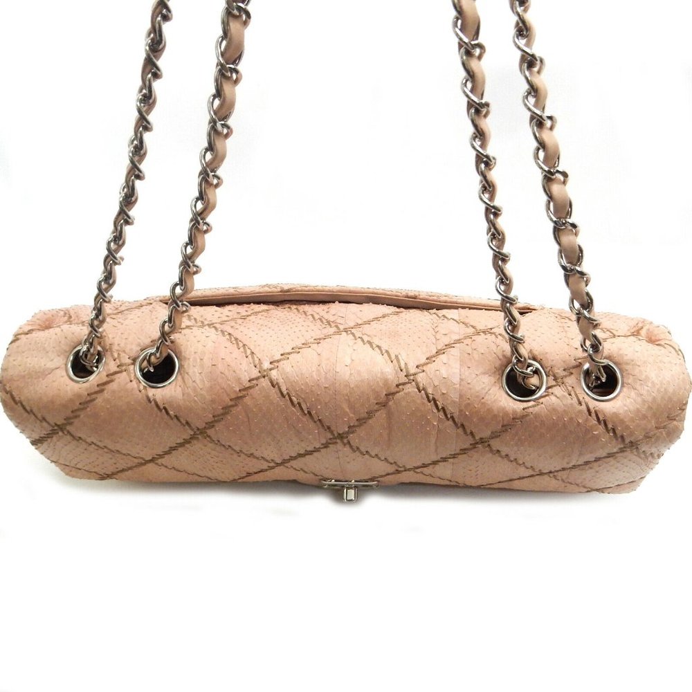 Chanel Stitched Beige Python Flap Bag - Picture 6 of 11